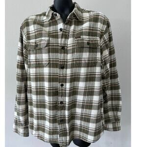Orvis Heavy Flannel Plaid Shacket Sz L Pockets Outdoors Gorpcore Hiking camping